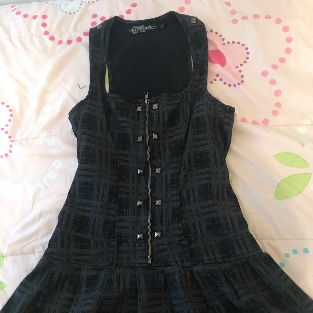 Vintage lip service plaid zip up dress